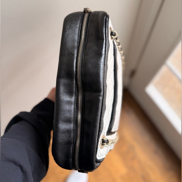 Chanel Double Chain Bicolor Leather Shoulder Bag - Picture 9 of 10